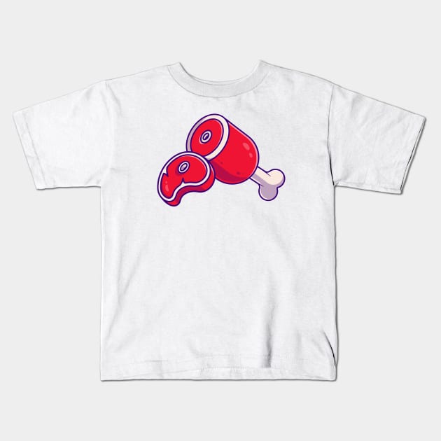 Meat Cartoon Kids T-Shirt by Catalyst Labs